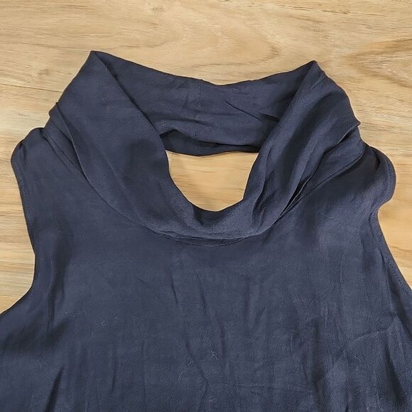 🔹️NWT Free People Blue Rayon Cowl Neck Open Back Sleeveless Top Large - Picture 6 of 11